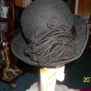 Black 100% Wool Derby Style with Netting at Base of Back USA